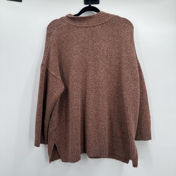 J. Jill Sweater Womens 2X Brown Heather V-Neck Tunic Oversized Pullover Knit - Picture 4 of 10